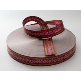Bordó virág mintás szalag 31 mm széles