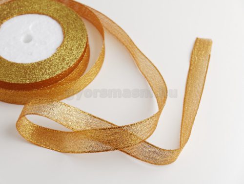 Szatén textil szalag 15 mm/22,5 m Arany metál
