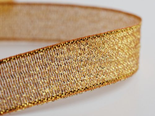 Szatén textil szalag 15 mm/22,5 m Arany metál