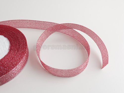 Szatén textil szalag 15 mm/22,5 m Piros metál