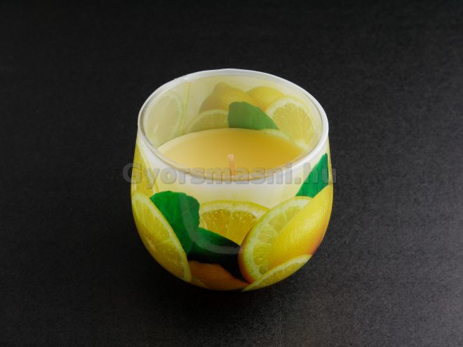 Lemon díszdobozos illatozó gyertya üvegpohárban